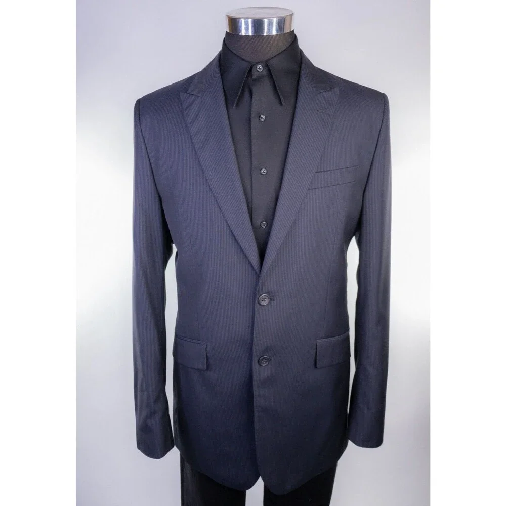 Banana Republic Blazer Mens 42L Blue Pinstripe Wool/Silk Blend Sport Coat Jacket